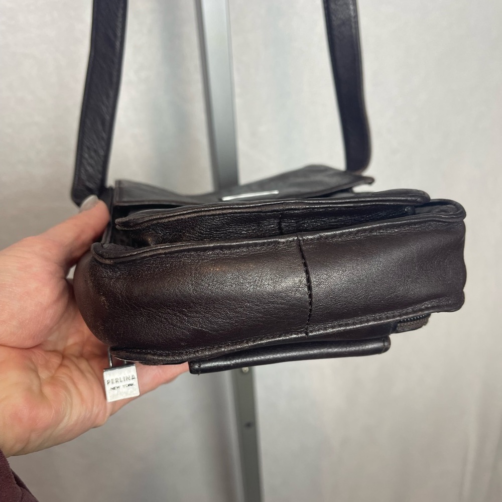 Vintage Perlina Brown Leather Crossbody Bag - Picture 6 of 8